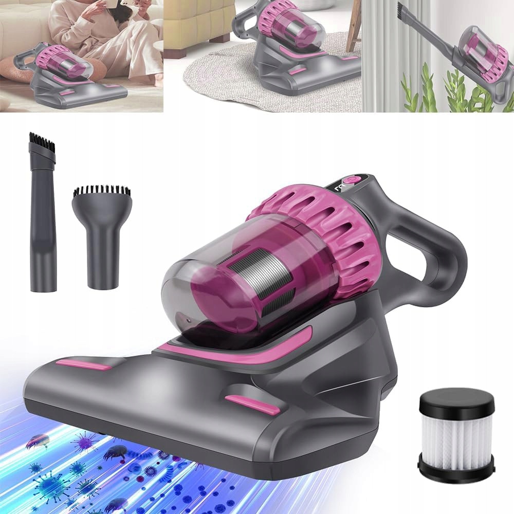 Aspirator fara fir pentru saltele, 100W, functie 3 in 1, protectie UV, gri si mov, 17,5x21,5x29cm
