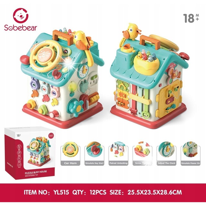 Interaktív házikó gyerekeknek, Ramiz, multifunkcionális, tevékenységek, többszínű