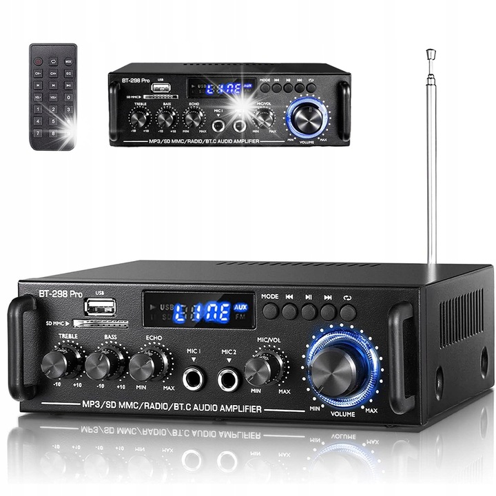 Аудио усилвател HiFi BT-298Pro, 50W+50W, Bluetooth 5.0, черен, 180x140x65mm, пълен комплект