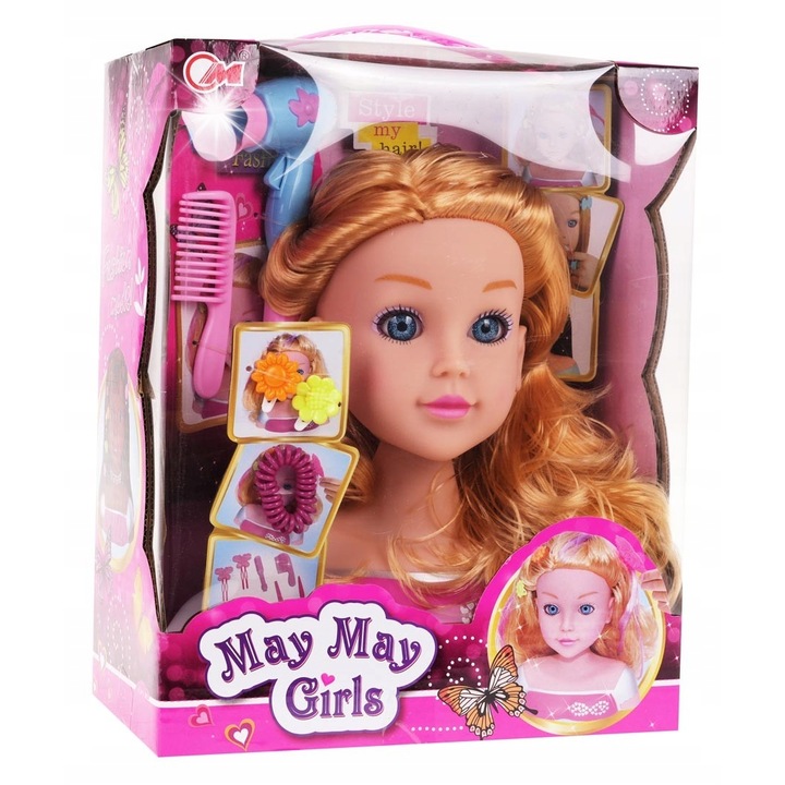 Babakészlet formázófejjel, Ramiz, kiegészítők, 20x17x11cm, többszínű