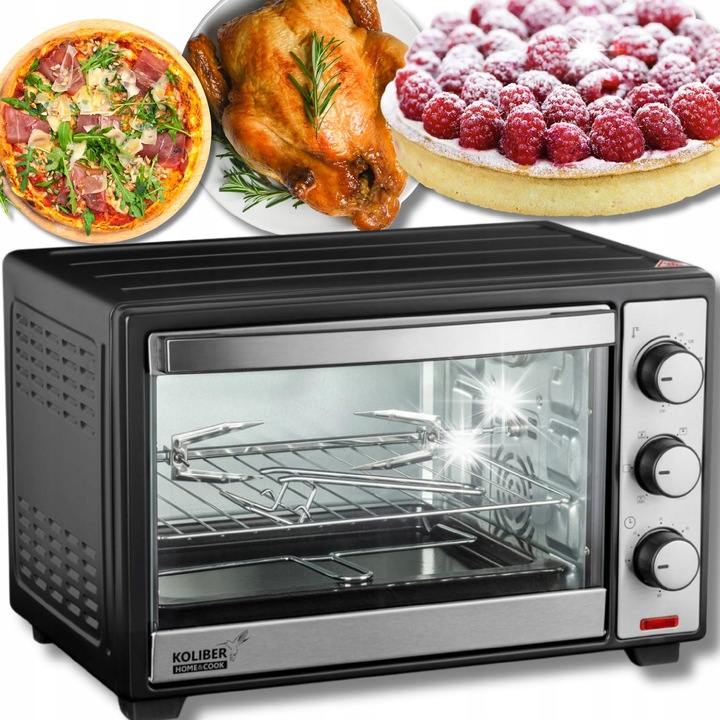 Koliber SUPERMAX X-2000-W elektromos sütő, 25L, 1600W, légkeverés, grill, 33x25cm