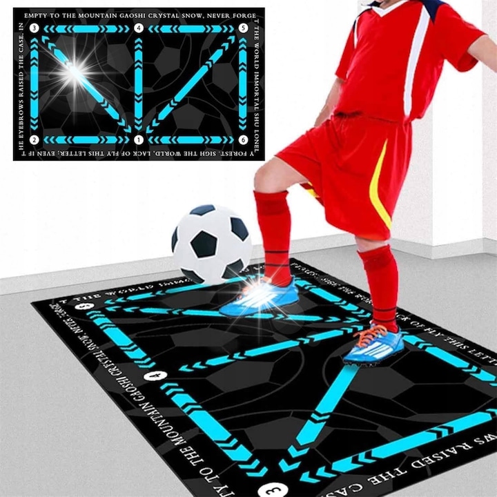 Focilabda edzőszőnyeg, 60x90cm, csúszásmentes, kék és fekete, 1 db-os készlet