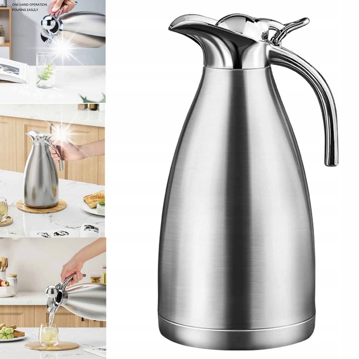 Termos termic din inox, 2L, argintie, 14,5x28,5cm