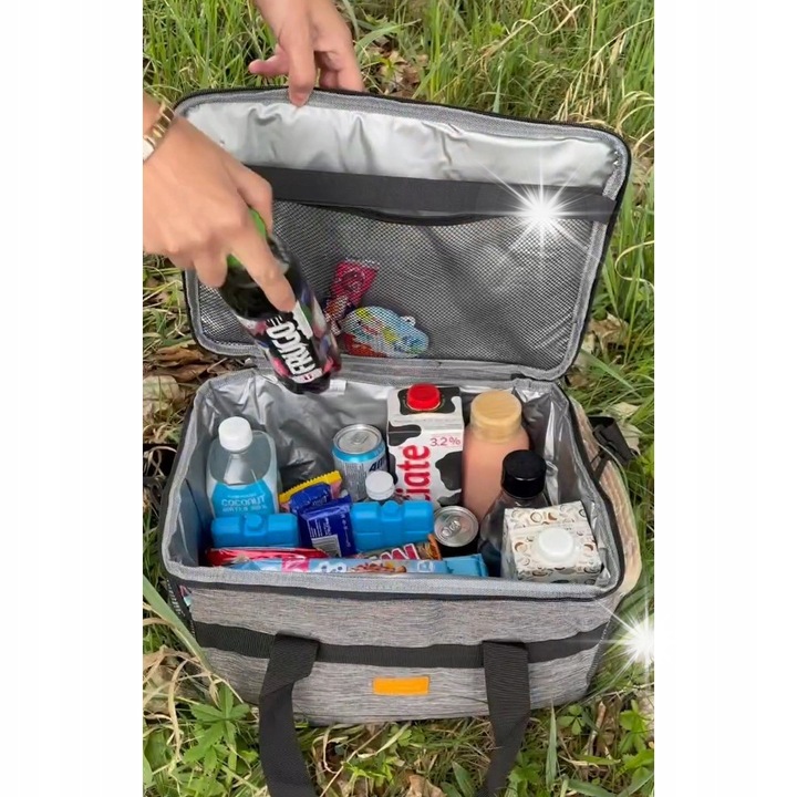 Термо чанта Trizand 20л, сива, с 2 охлаждащи ключалки, размери 37x24x24,5см, пълен комплект