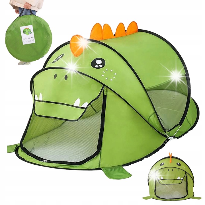 Namiot pentru copii, dinozaur, verde, 185x100x85cm, set transportabil