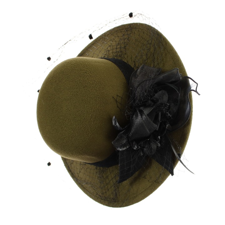 Дамска шапка, регулируема, ButicCochet, 20% вълна 80 акрил, Каки - PAL1841