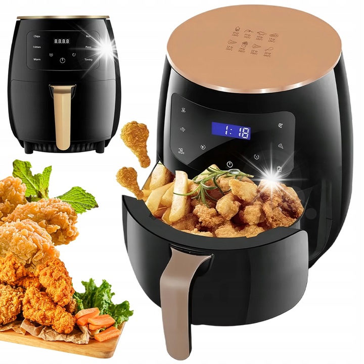 Fritőz 6L, 2400W, fekete, multifunkcionális