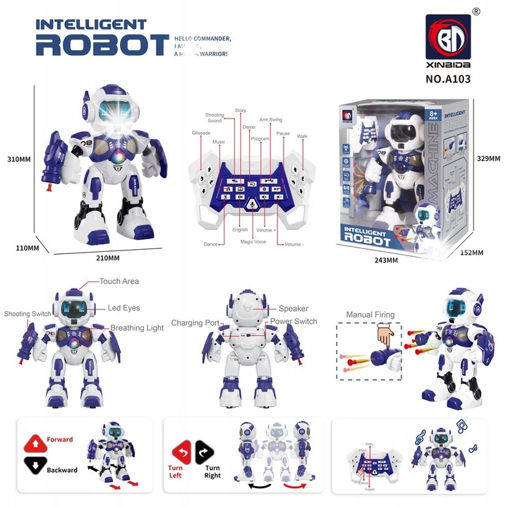 Многофункционален робот играчка A08, програмируем, с дистанционно управление