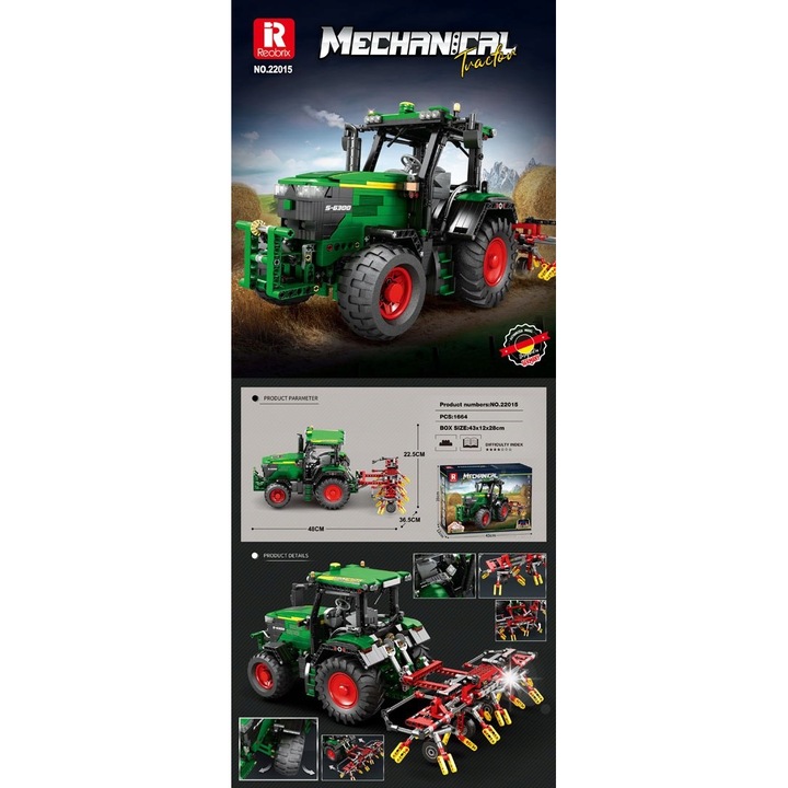 Комплект за конструиране Трактор, 1828 части, за деца