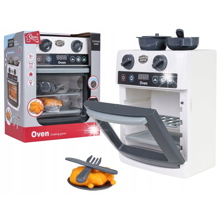Ramiz interaktív sütő fényekkel és hangokkal, kiegészítő készlet, gyermek konyhákhoz