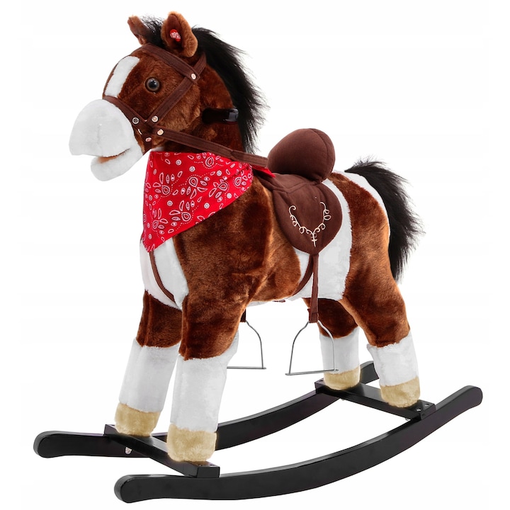 Gyerek hintaló, Ramiz, cowboy, mérete 70x73x28cm, hangokkal, puha plüss