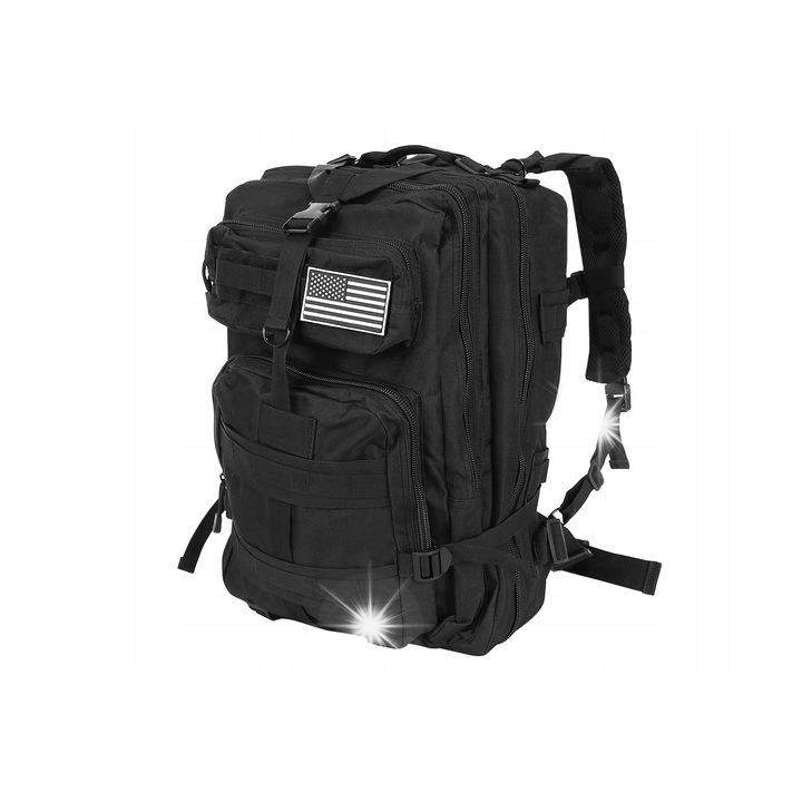 Trizand 35L katonai hátizsák, 5 rekeszes, fekete, 29x37x55cm