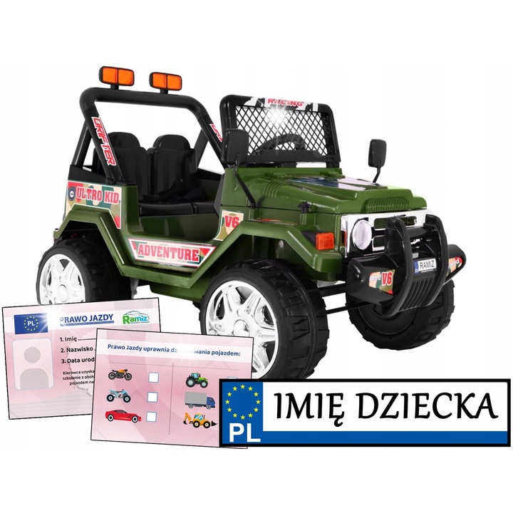 Електрическа кола за деца Ramiz Jeep Raptor Drifter, 2 скорости, дунапренови колела, многоцветна, 110x69x77см