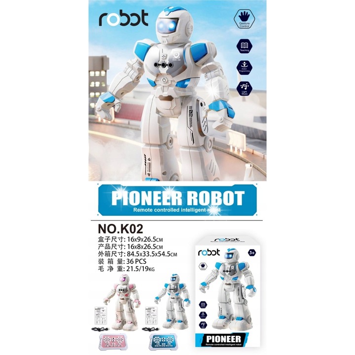 Робот играчка Ramiz SMART BOT, програмируем, танцуващ, светещ, 30x20см