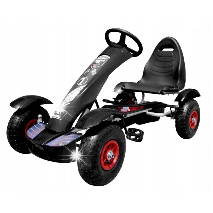 Детски картинг Ramiz, с пневматични гуми, спирачка, 106x61x85cm, черен