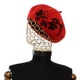 Bereta de dama, din lana, Evita, one size, model floral impaslit, Rosu - BSC803