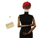Bereta de dama, din lana, Evita, one size, model floral impaslit, Rosu - BSC803