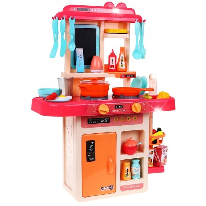 Интерактивна кухня за деца, Ramiz, комплект от 42 части, ефект на пара, размери 63x45,5x22cm, многоцветна