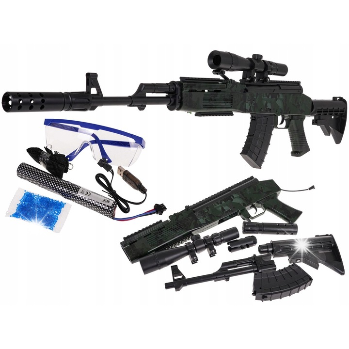 Играчка оръжие, Ramiz, голям карабин за деца, мишена за гел топчета, многоцветен