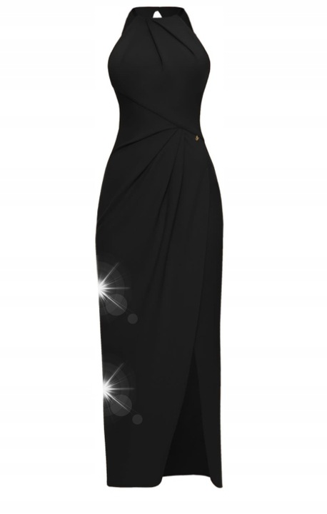 Női drapp ruha, Angelika Jozefczyk, Sofia, fekete, kiváló minőségű anyag, 2XS INTL