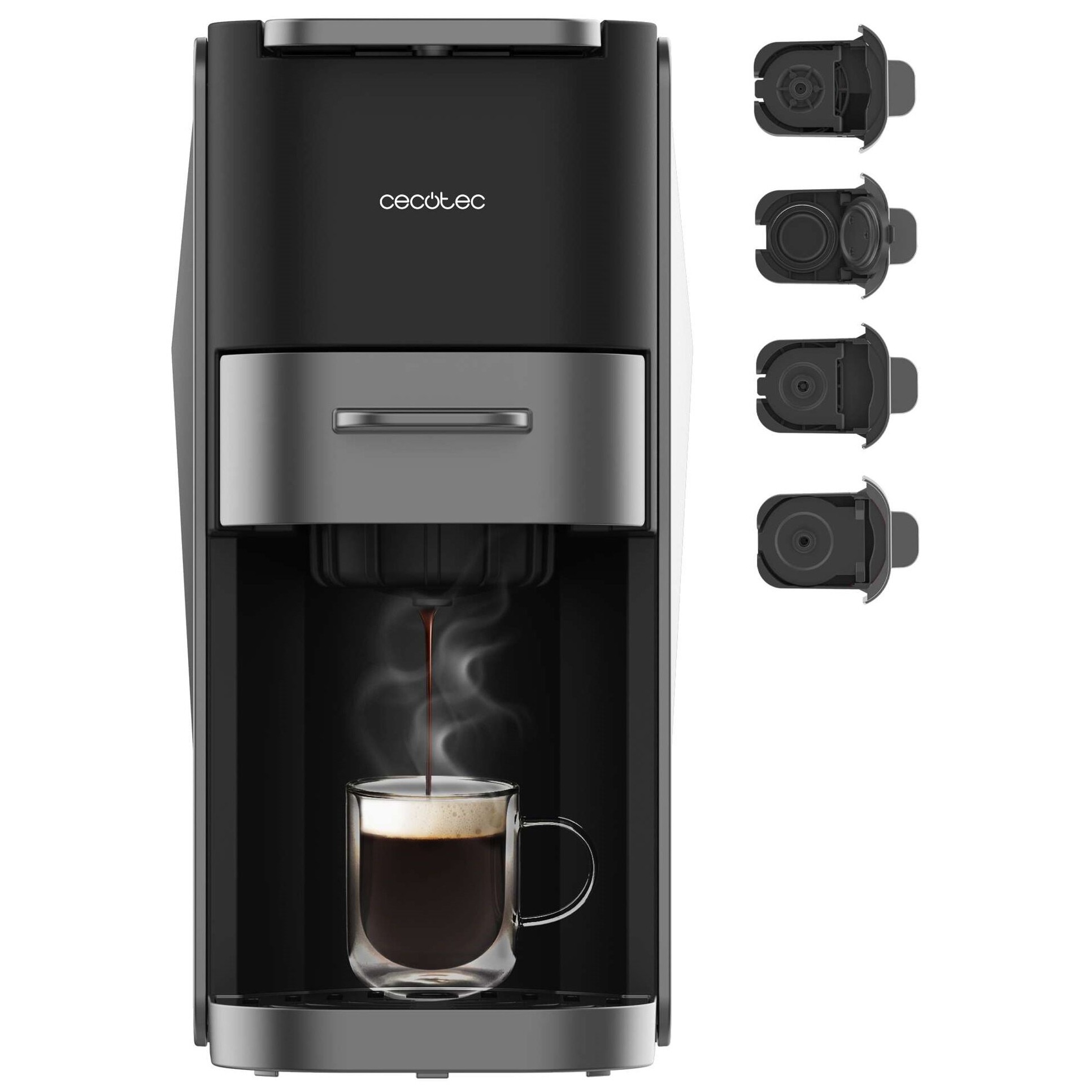 Cafetieră CECOTEC Freestyle Compact, inox, 1000 W, 1.25 l, negru