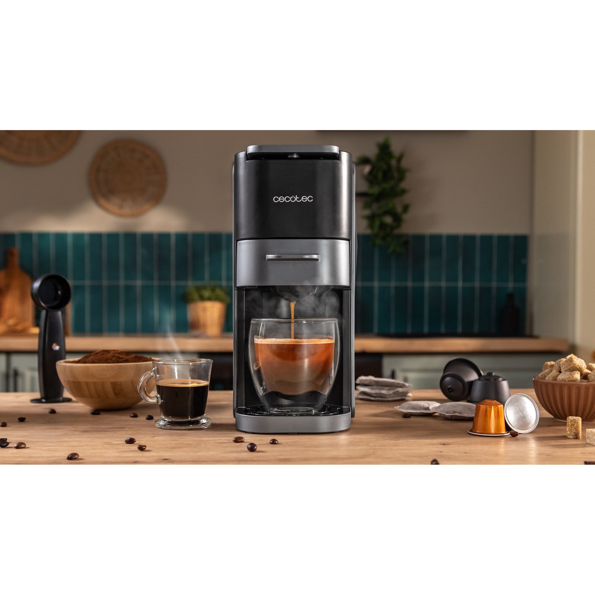 Cafetieră CECOTEC Freestyle Compact, inox, 1000 W, 1.25 l, negru