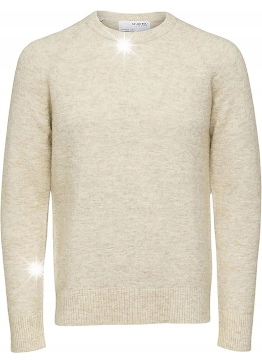 Férfi pulóver SELECTED HOMME, klasszikus, bézs, kötött, elegáns, 2XL INTL