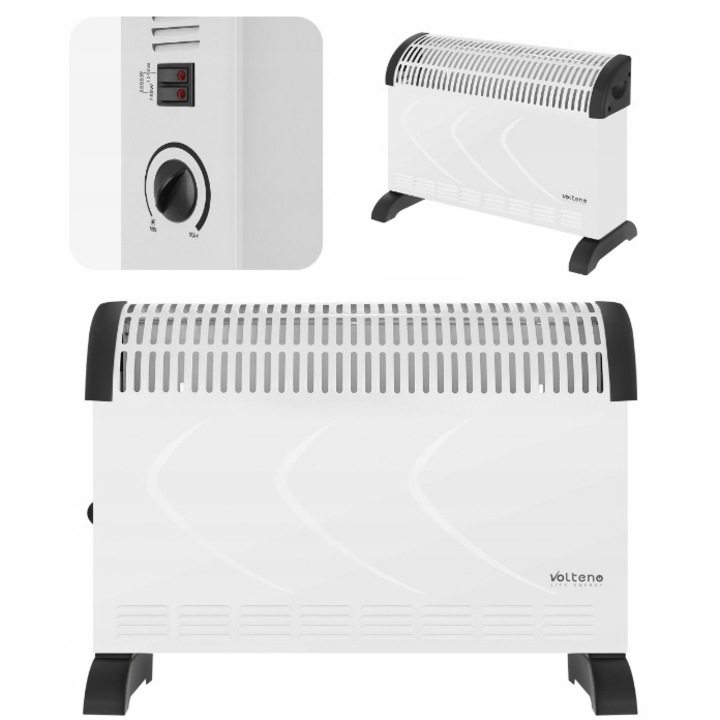 Convector electric, 2000W, 3 trepte, termostat, 55x38x13cm, pentru suprafata de pana la 35m2
