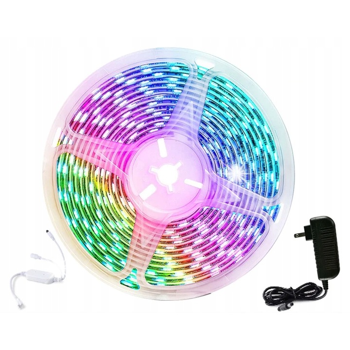 Banda LED 10m, multicolor, control prin aplicatie, functie timer