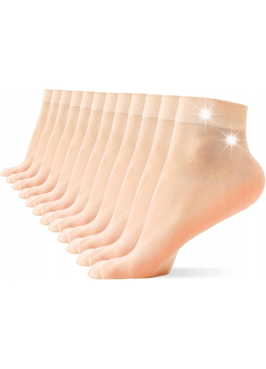 Дамски чорапи, 12 чифта, бежови, унисекс, тип "sheer"