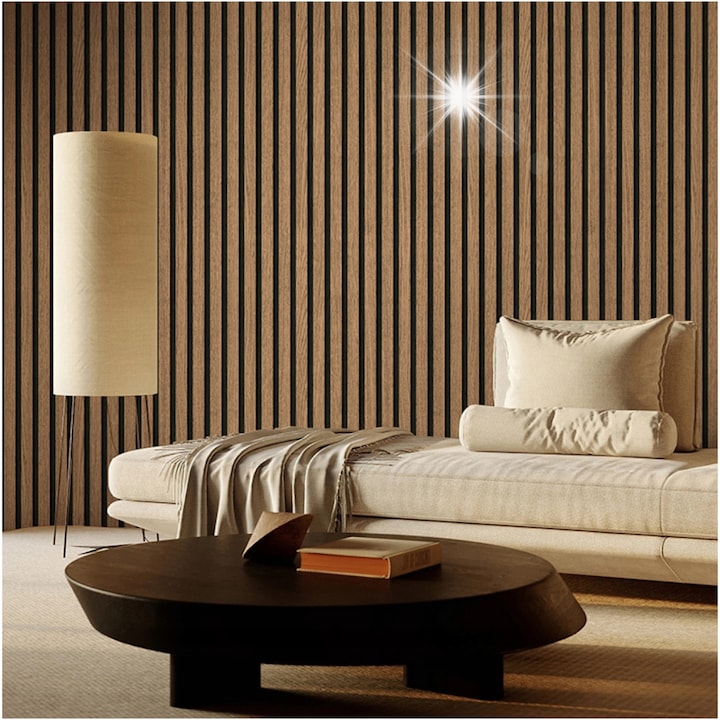 3D Lamella Tapéta, fa utánzat, 53cm x 10m, többszínű, nappaliba, hálószobába, irodába