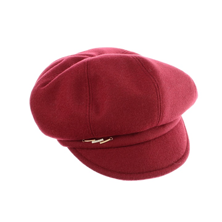 Sapca de dama, Buticcochet, din acril si poliester, marime 56-58, Visiniu - BSC789