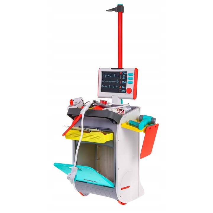 Комплект за игра на доктор, Рамиз, медицинска количка, 20 аксесоара, звукови ефекти, многоцветен, 85,5x43x30см