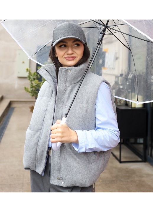 Set Vesta matlasata Wool-Touch cu Sapca asortata gri deschis, Casual Urban, marimea 2XL