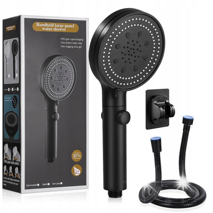 Cap de dus cu furtun 1.5m, 6 moduri de pulverizare, economisire apa, multicolor, set complet