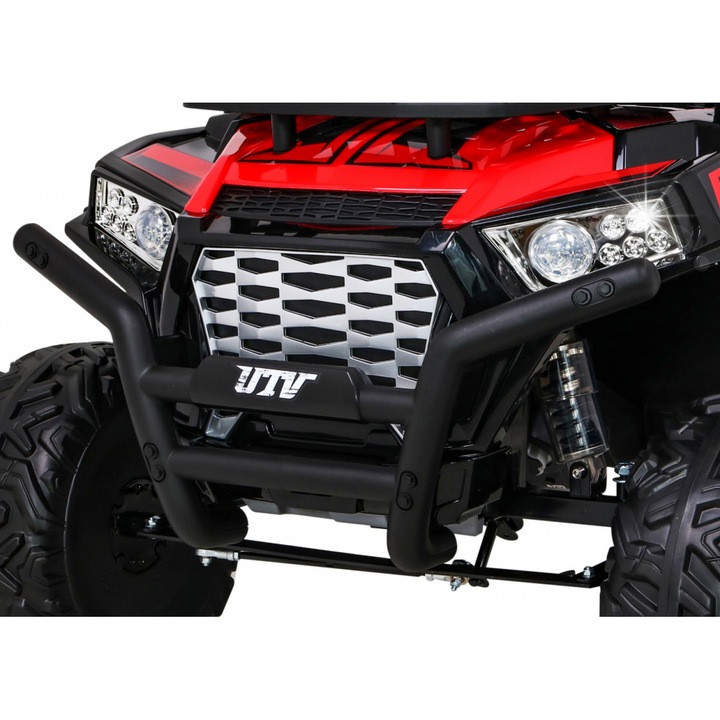 Gyermek Buggy UTV, piros, 2 motoros, pilótával, méretei 137x83x89cm