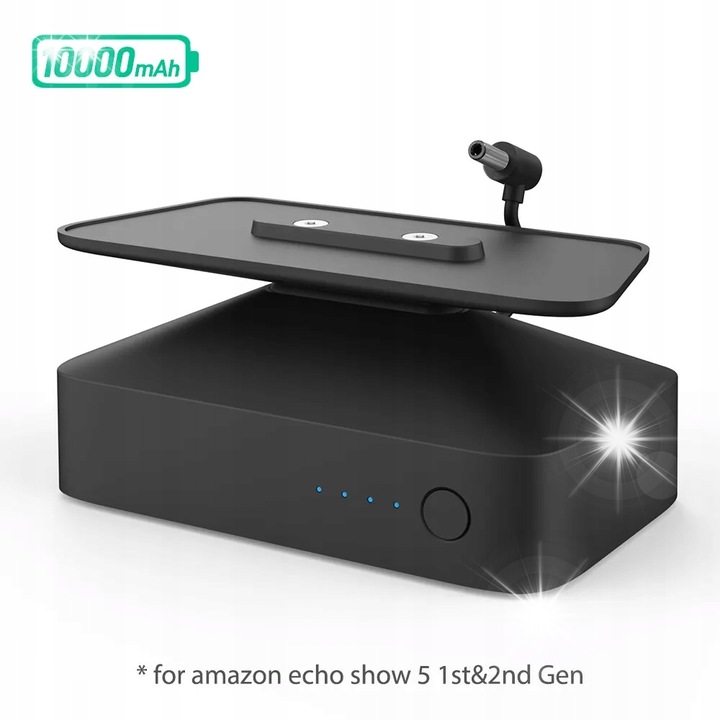 Dokkolóállomás 2x5000mAh akkumulátorral Amazon Echo Show 5-höz, fekete