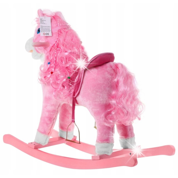 Kutyus hintaló, Ramiz, rózsaszín, 60x73x30cm, interaktív, hangokkal