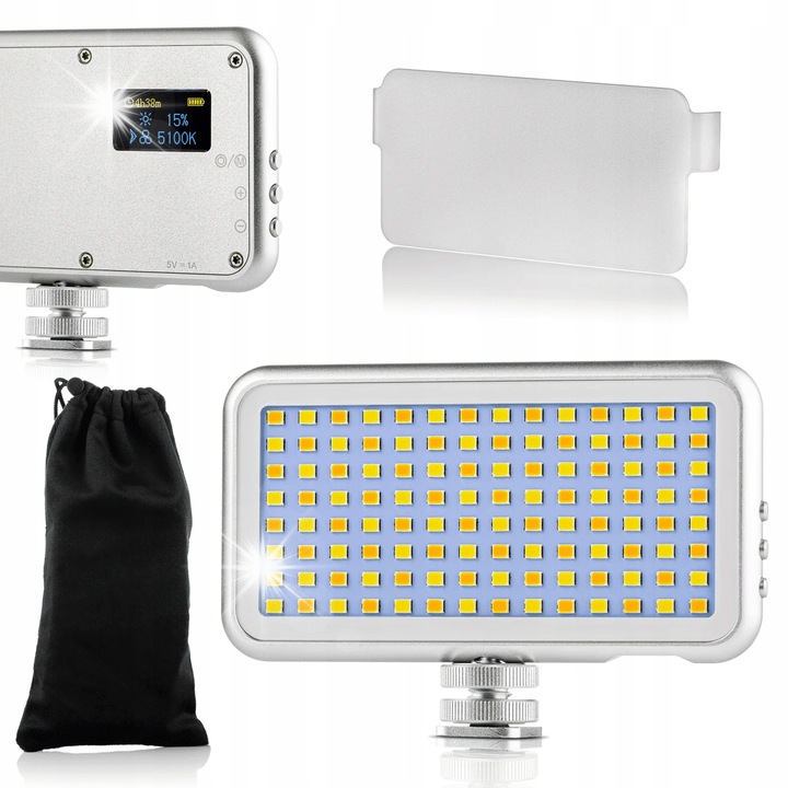 MOJOGEAR Multi Color Mini kompakt LED lámpa, 750 lumen, 3100-5500K színhőmérséklet, 11x5.9x1cm, világosszürke