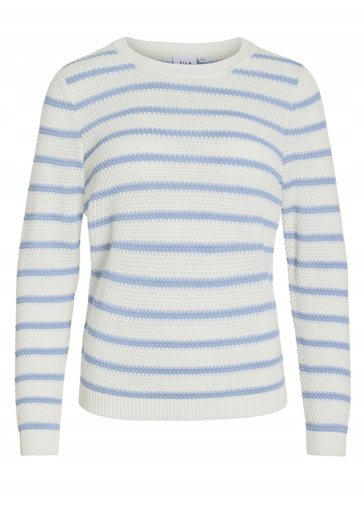 Női pulóver, Vila, Poliészter/Akril, Fehér/Kék, M INTL