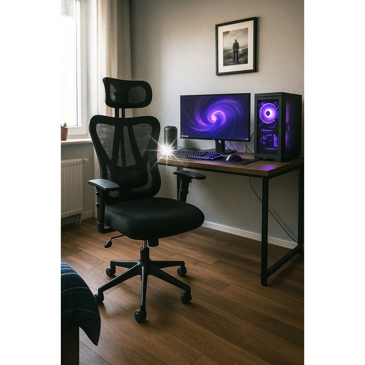 Fotel gaming, Gotel, ergonomikus, állítható, fekete, 45-55cm