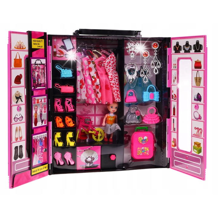 Ramiz gardrób babával, 30 db-os készlet, többszínű, 37x32x8cm