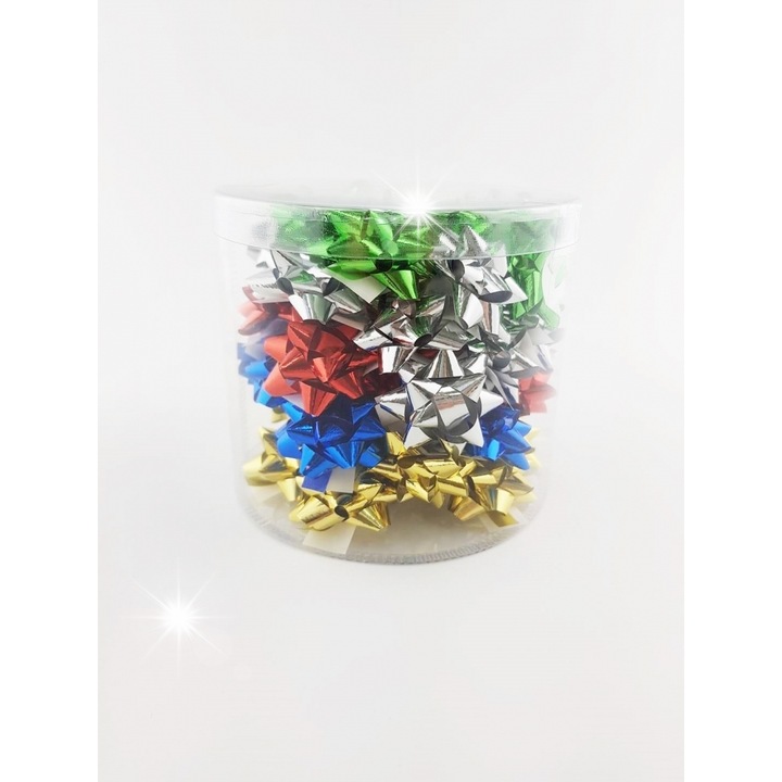 Set 50 Rozete metalice pentru ambalaje cadouri, mix culori, 2cm
