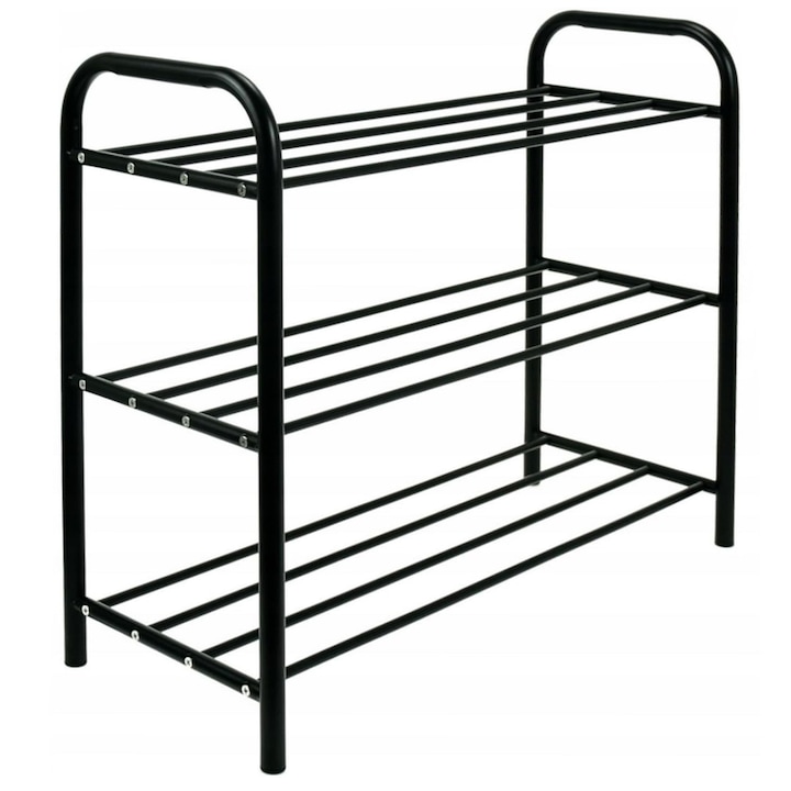 Cipőtartó állvány, Gotel, fém, 3 szintes, 65x26x52cm, 12 pár cipő tárolására