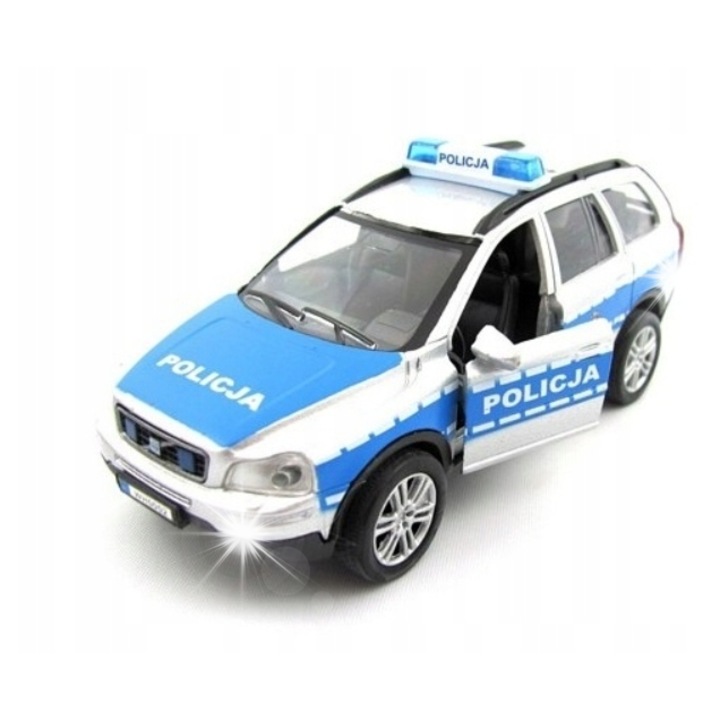 Интерактивна кола Hipo, полицейска радиокола, звукови и светлинни ефекти, 7x7x15см, нюанси на сиво и сребристо