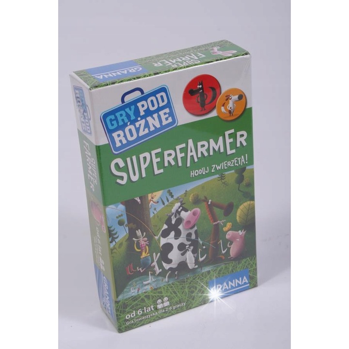 Super FARMER társasjáték gyerekeknek 6+, 2-4 játékos, doboz mérete 30x30x5cm
