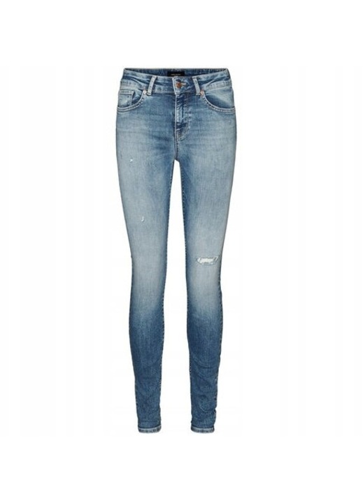 Дамски дънки, Vila, MID RISE SLIM DESTROY, вталени, син, M INTL