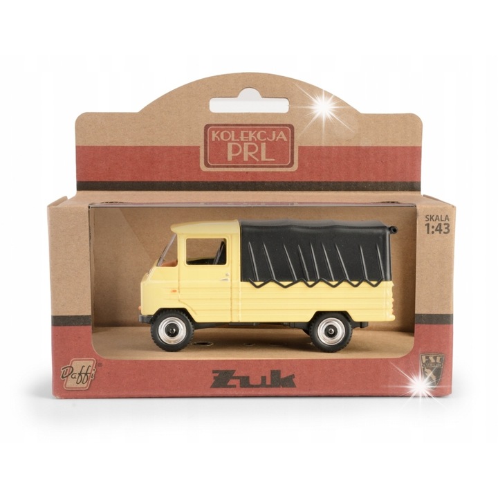 Метална количка Daffi, модел ZUK, 1:43, жълта, 10,3x4,3x5см