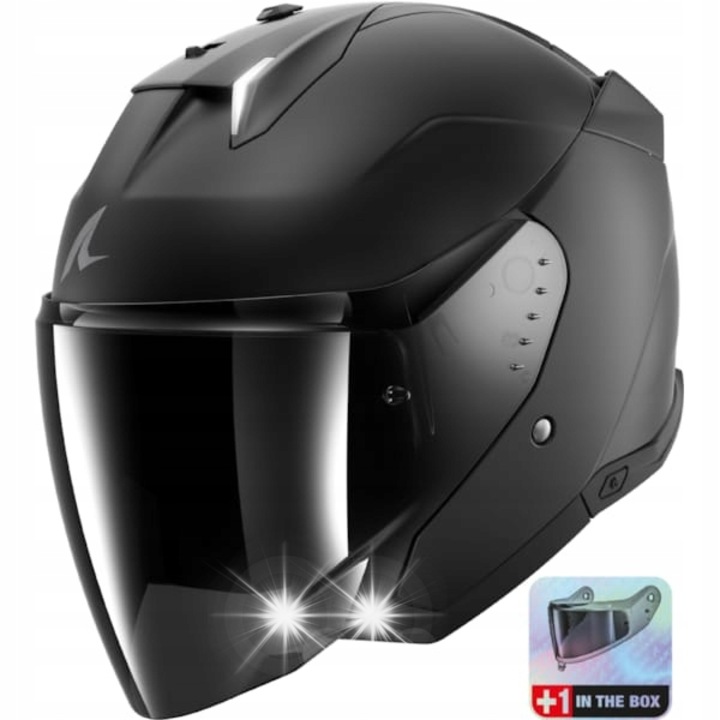 Kask motocyklowy Skwal i3 Jet, negru, L, cu iluminare LED, sistem Micro Lock, ECE 22.06