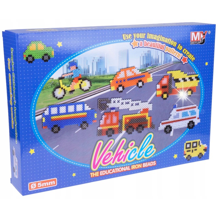 Комплект за занаяти Hipo, 3000 корала, 12 цвята, 6 шаблона, голяма основа